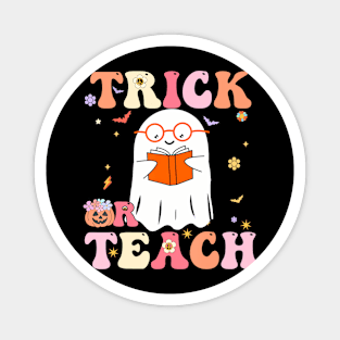 Trick Or Teach Groovy Retro Ghost Teacher Halloween 2022 Magnet